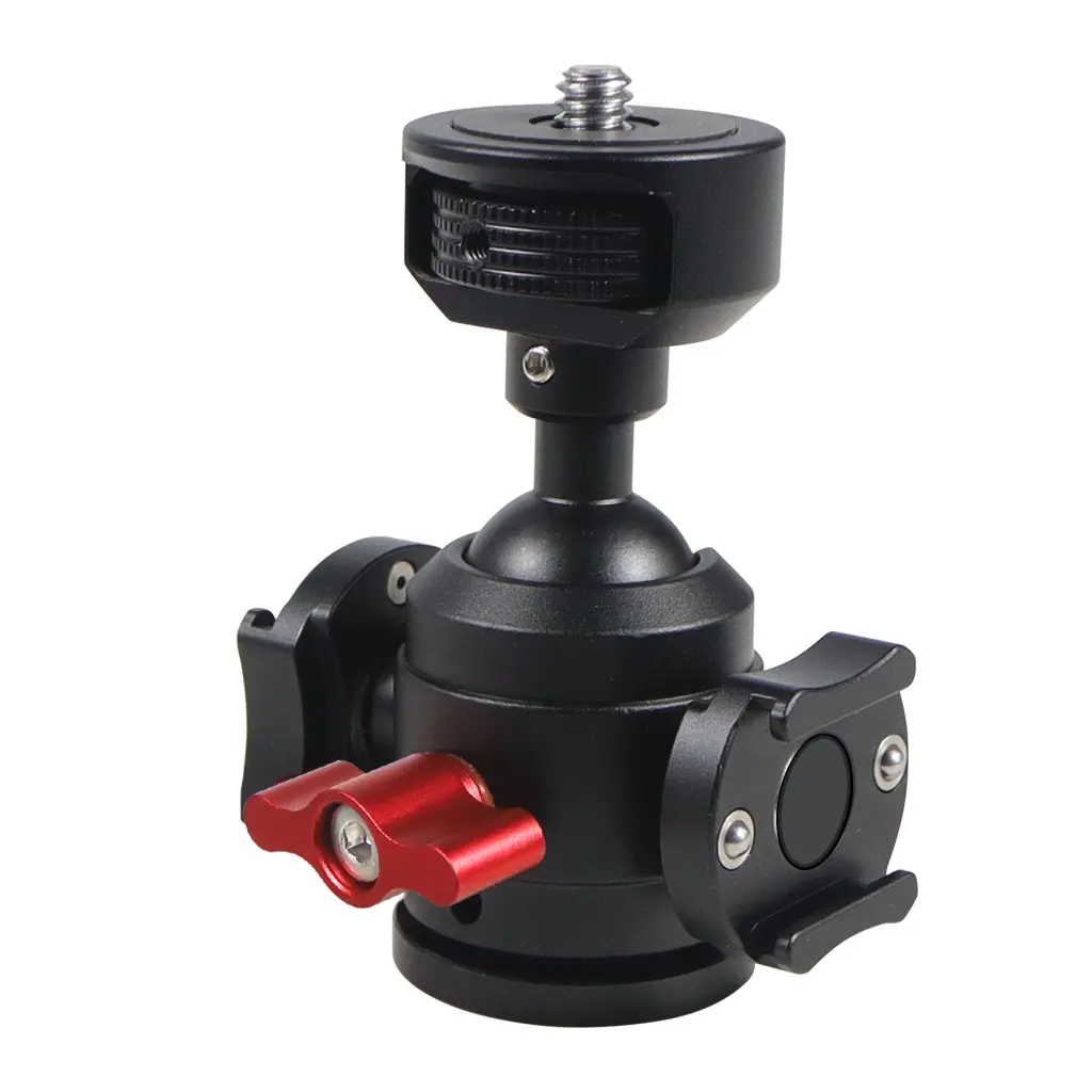 Feichao Rotatable Dual Cold Shoe 360° Swivel Quick Release, 1/4" Ball Head Mount, Detachable Tripod Bracket for Cameras & Photography
