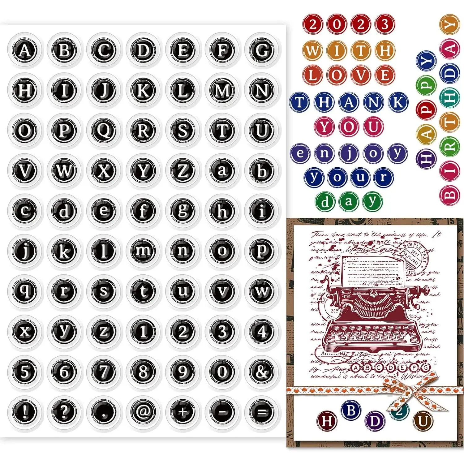 Typewriter Alphabet Clear  English Letter Number  Clear  Seals for DIY Scrapbooking Journals Decorative Cards Making Photo Album