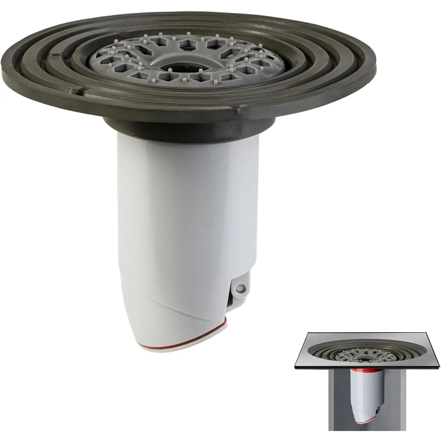 Odor-Proof Shower Drain Plug - Backflow Preventer with  Closure Valve, Hair Catcher, and  Reducer Ring, Fits 1.9''-3.9'' ID Drains, Sewers, and Pipes