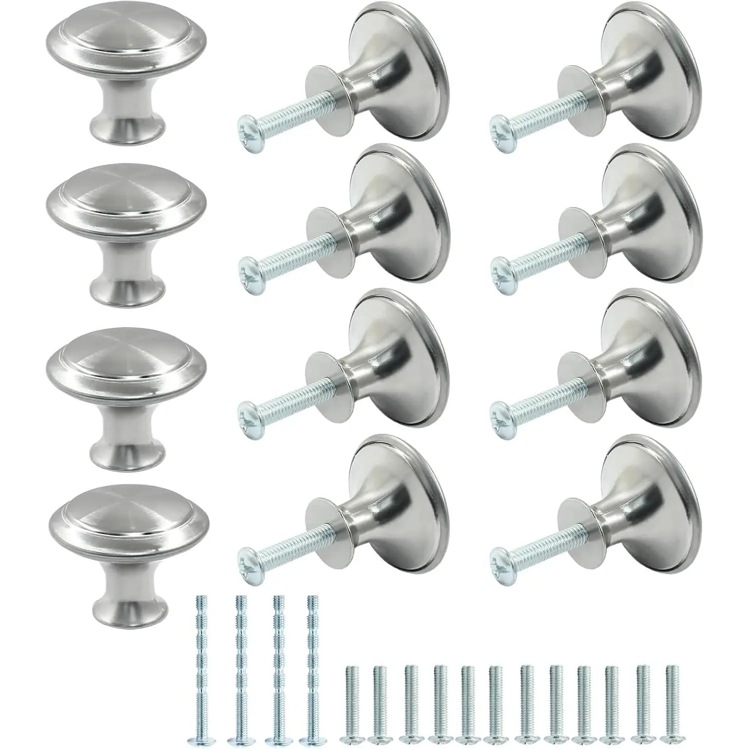 12 count Black Mushroom Knobs, 1 inch Diameter, Stainless Steel
