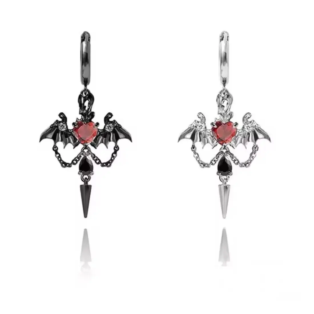 Dark Bat Tassel Love Gothic Jewelry Earrings for Women, Chain-Rivet Punk Earrings for Men, Halloween Festival Ornaments