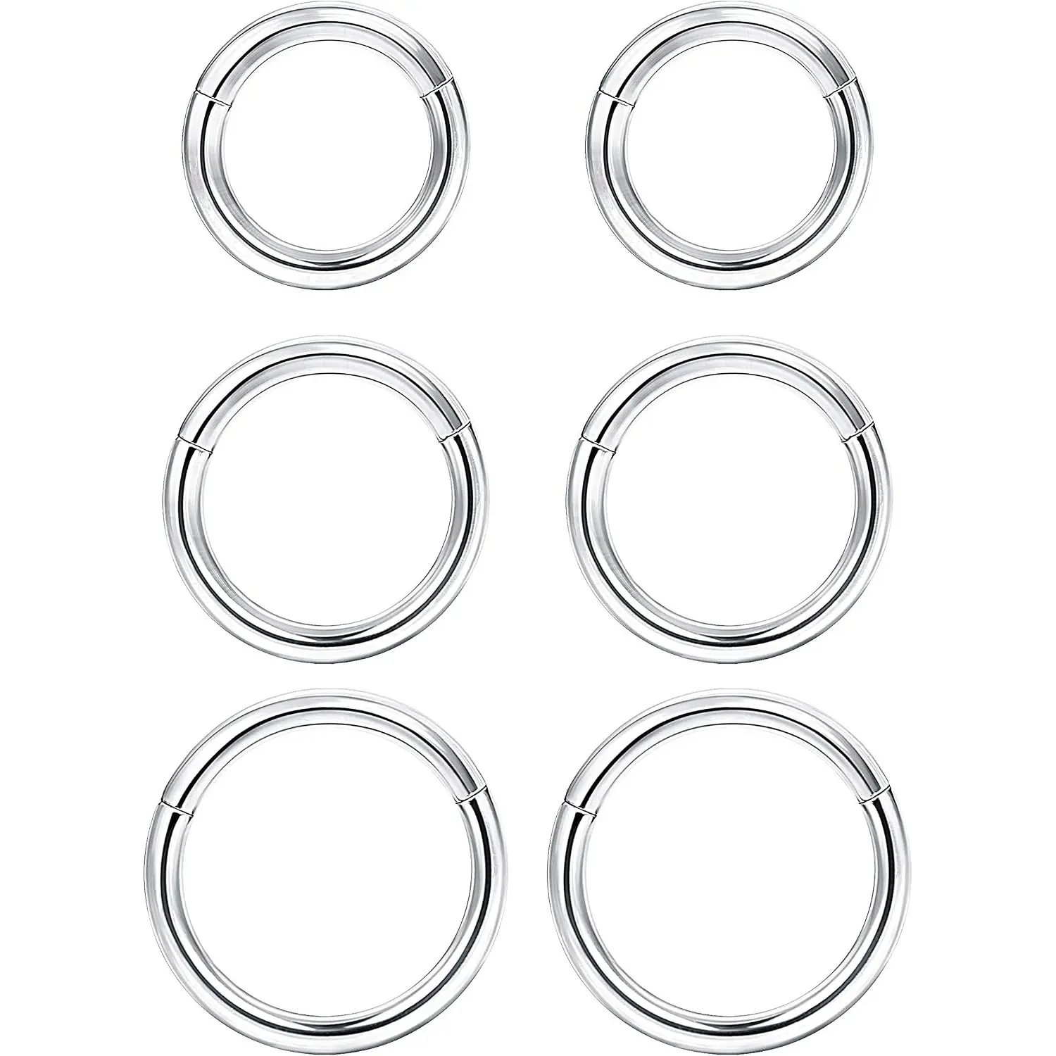 Unisex 3 Pairs Hand Polished Silver Stainless Steel Sleeper Hoop Earrings Set, Hypoallergenic Multi-Size Earrings for Daily Wear, Casual Small Helix Daith Tragus Lobe Piercing Jewelry