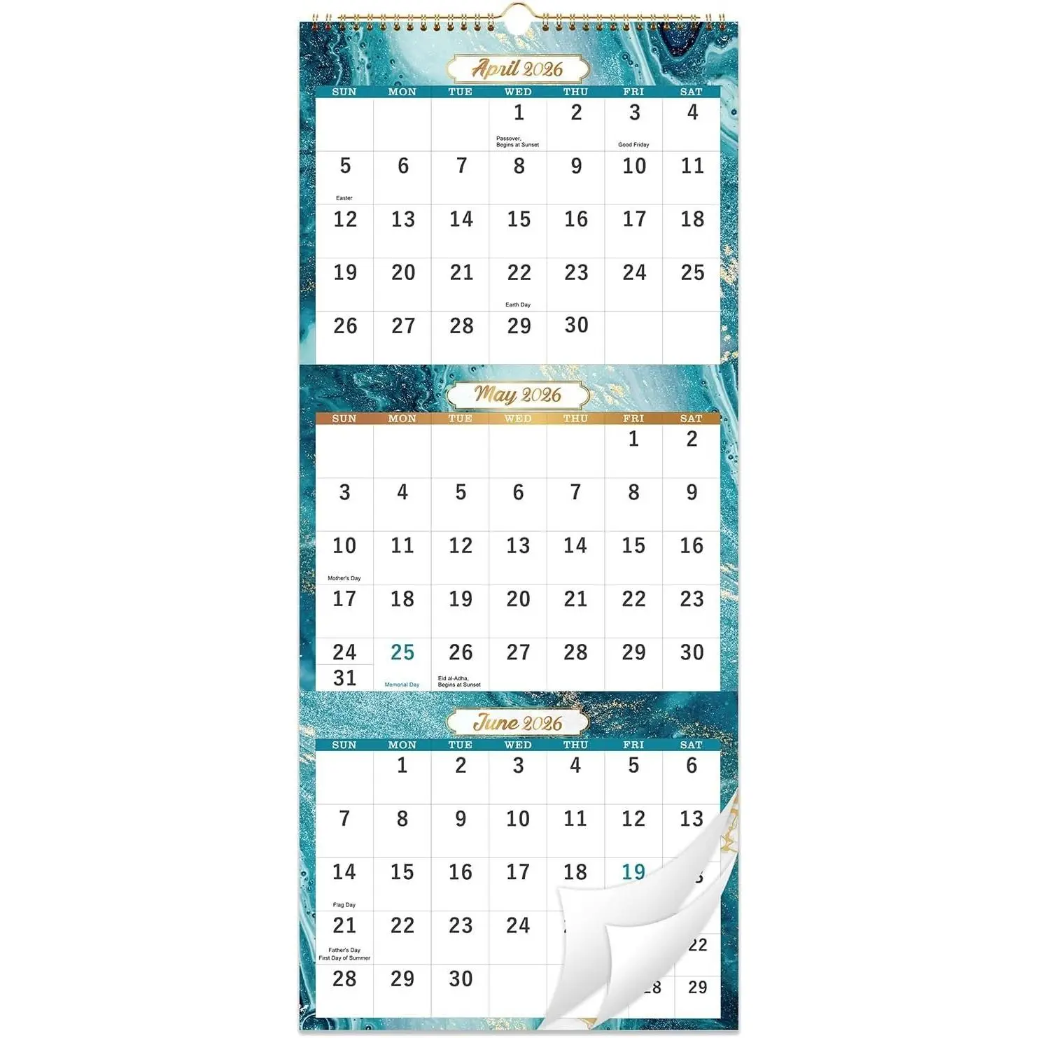 2026-2027 Wall Calendar - 3 Month Calendar 2026-2027, May 2026 - June 2027, 11" x 26", 14 Months Calendar (Vertical), Large, Lay- Flat Design