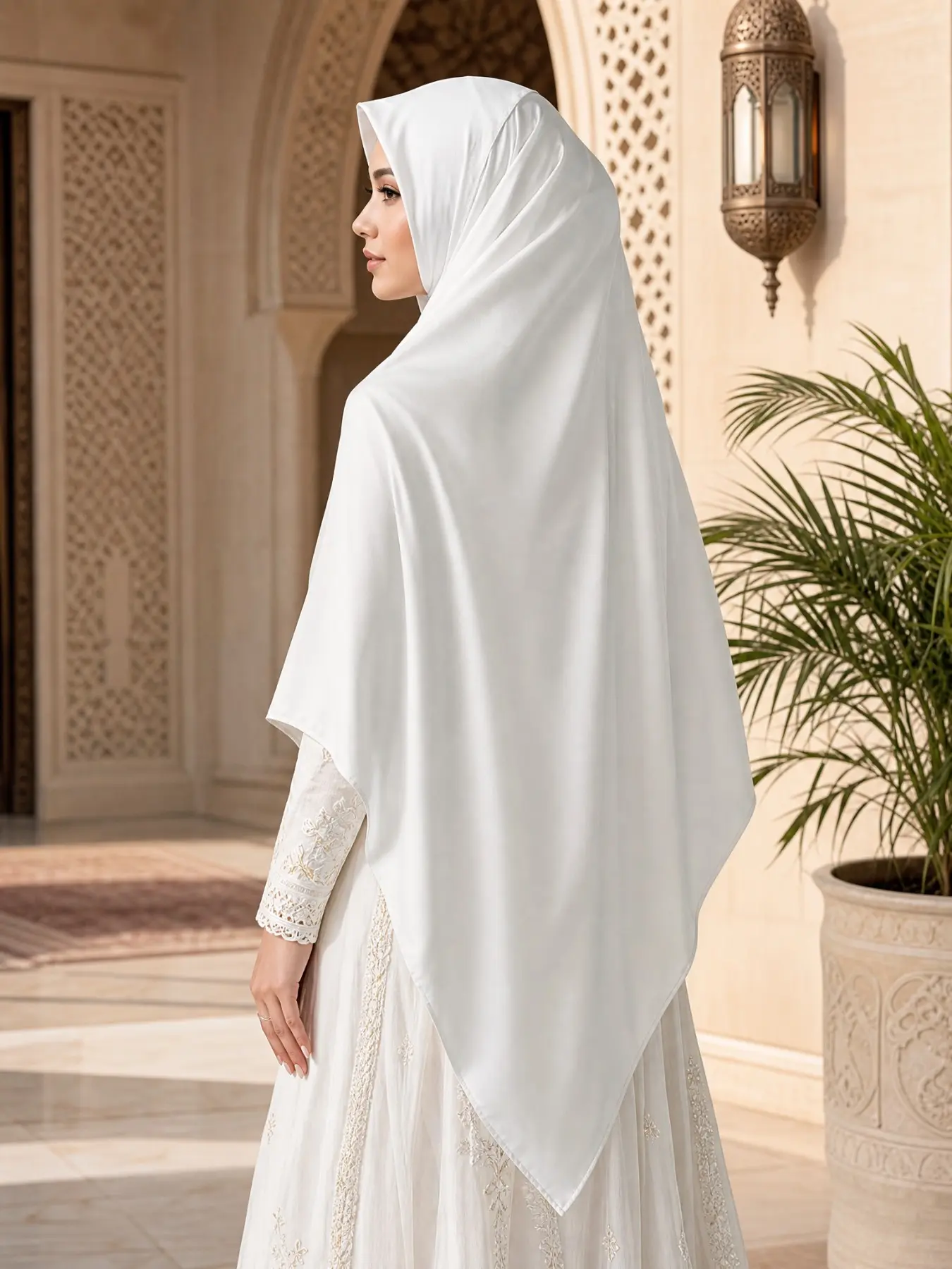 Women's Plain Muslim Satin Headscarf, Fashionable Lightweight Hijab, Breathable Prayer Towel, All-Season Elegant Accessory, Muslim Headscarf Cover