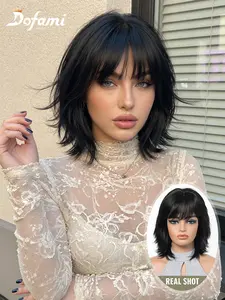 Layered Short Wolf Tail Wig, Airy Bangs Jellicle Head Full Cap 12 Inch, Loose Messy Cut, Natural Look, Cosplay Versatile Style