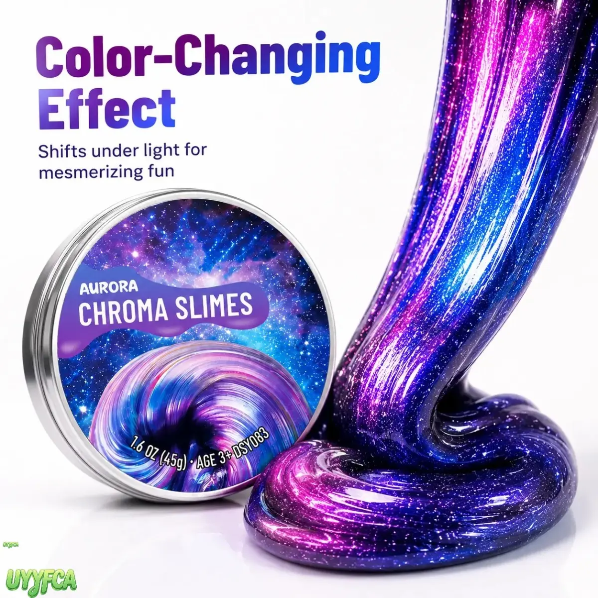 Galaxy Color Changing Sensory Putty Slime, 1.6 Oz Non-Toxic Stretchy Glitter Fidget Toy, Smooth Non-Stick Bouncing Stress Relief Hand Toy, Portable Desk Play Item For Classroom Rewards, Party Favors And All Age Holiday Gifts
