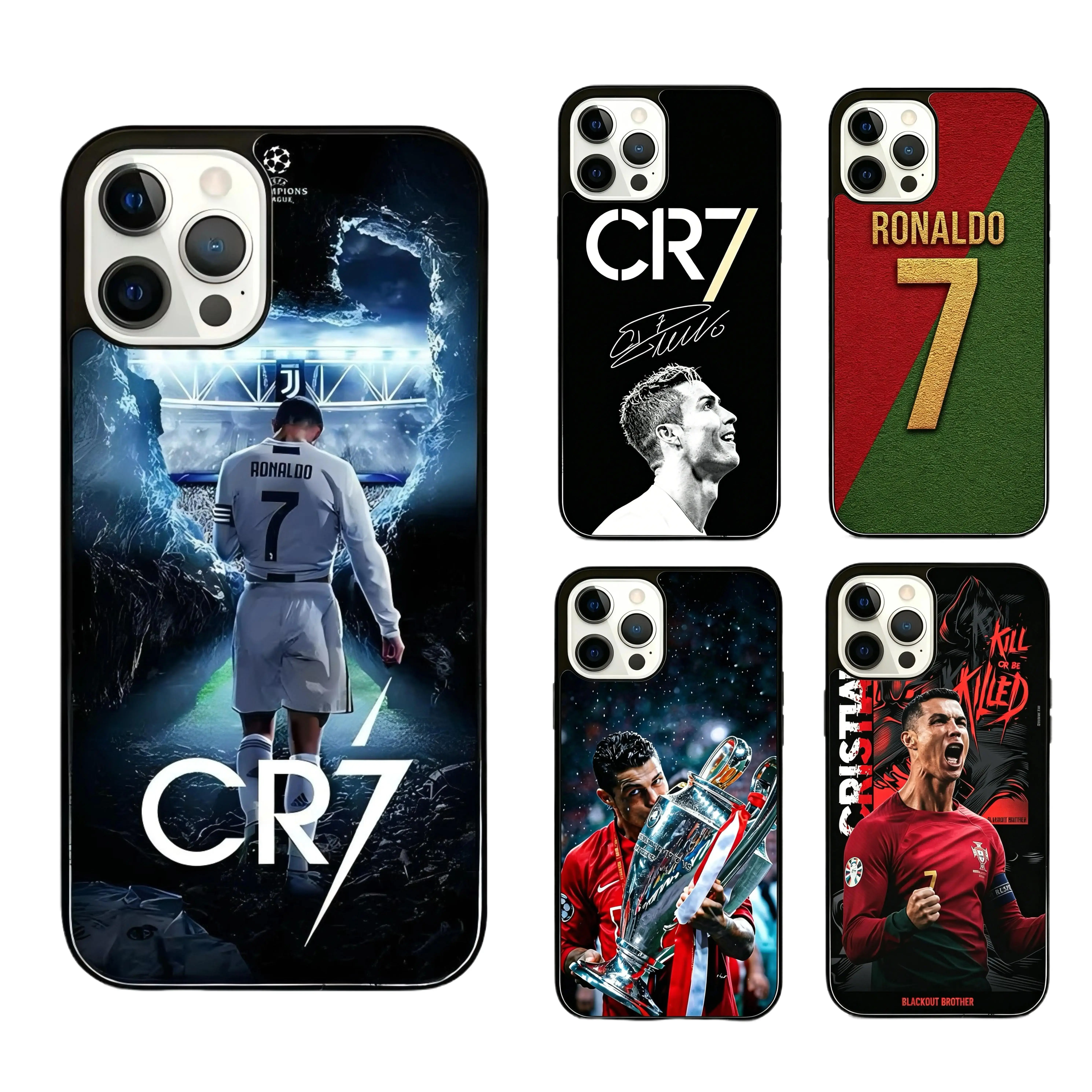 CR7 Cristiano Ronaldo Smartphone Casing - Handheld Cellphone Case Cover with Screen Protector, Plastic Rubber Shockproof for iPhone 11,12,13,14,15,16,17 & More Devices, Accessories