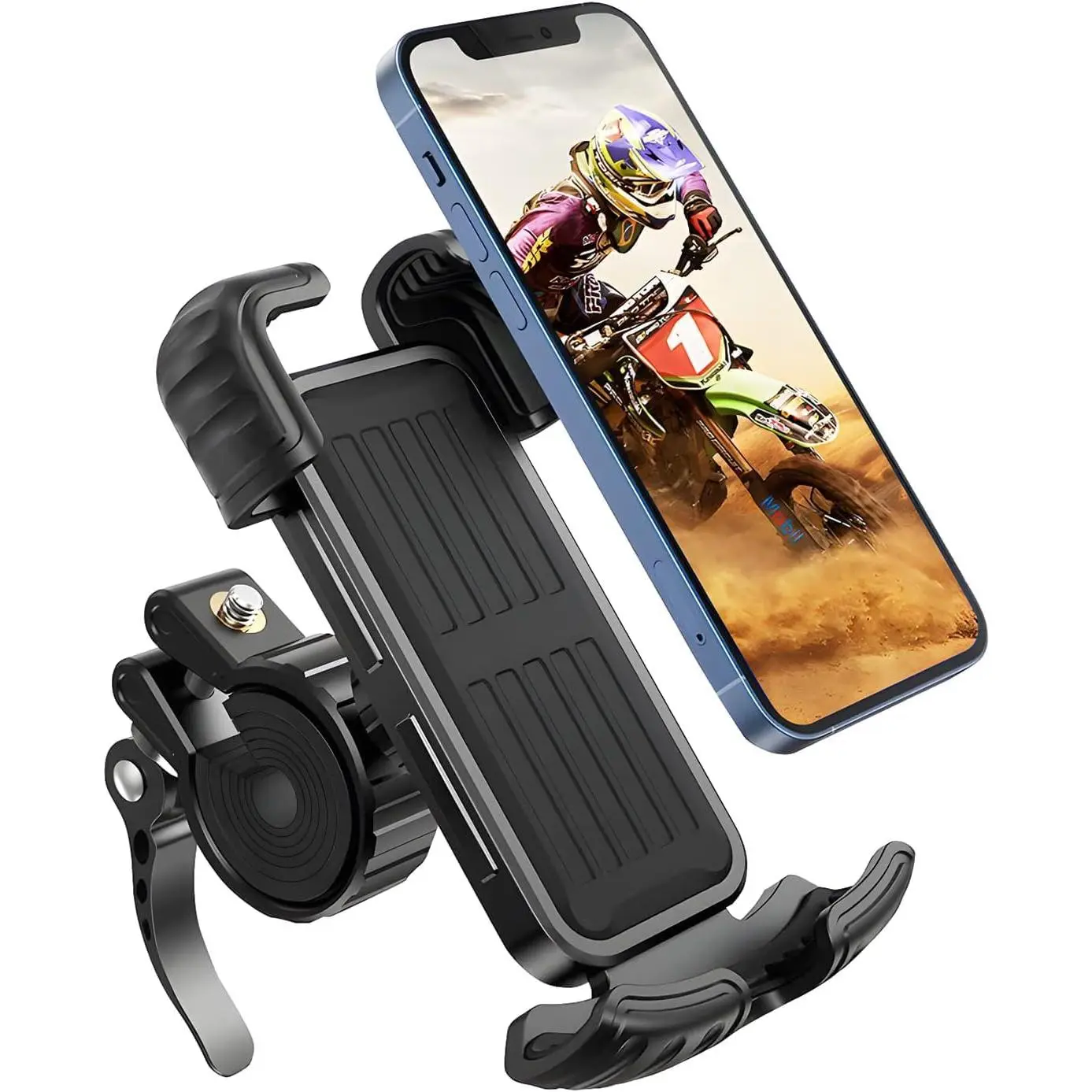 Phone Holder Mount, [Super  Metal]  Phone Mount with  Lock,  Phone Holder Handlebar with Soft Cushion & Adjustable Clip Compatible with 4.7''-6.8'' Phone