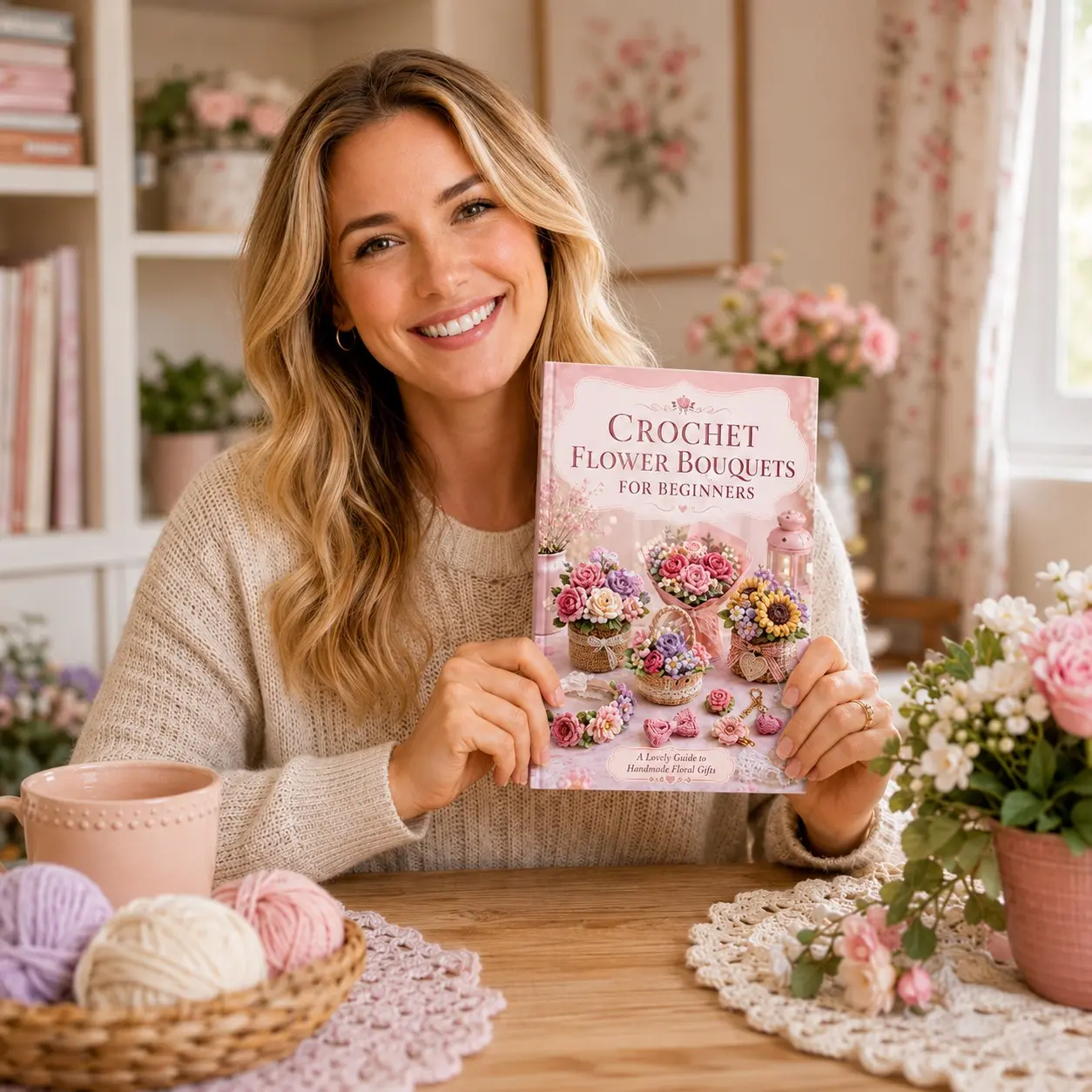 Everlasting Crochet Flower Patterns Book, Complete Beginner-Friendly Guide to Creating Beautiful Floral Arrangements, Keychains & Accessories, Diy Bouquet, Diy Handicrafts, Diy Floral Decoration