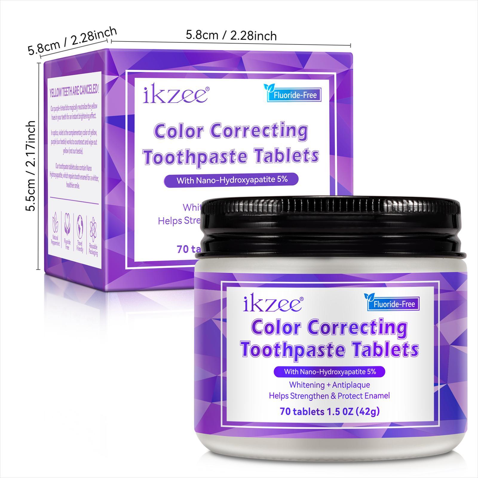 Ikzee Toothpaste Tablets Pack of 70, Oral Hygiene Travel Size, Ideal for Camping School Office Use, Compact Dental Care Solution