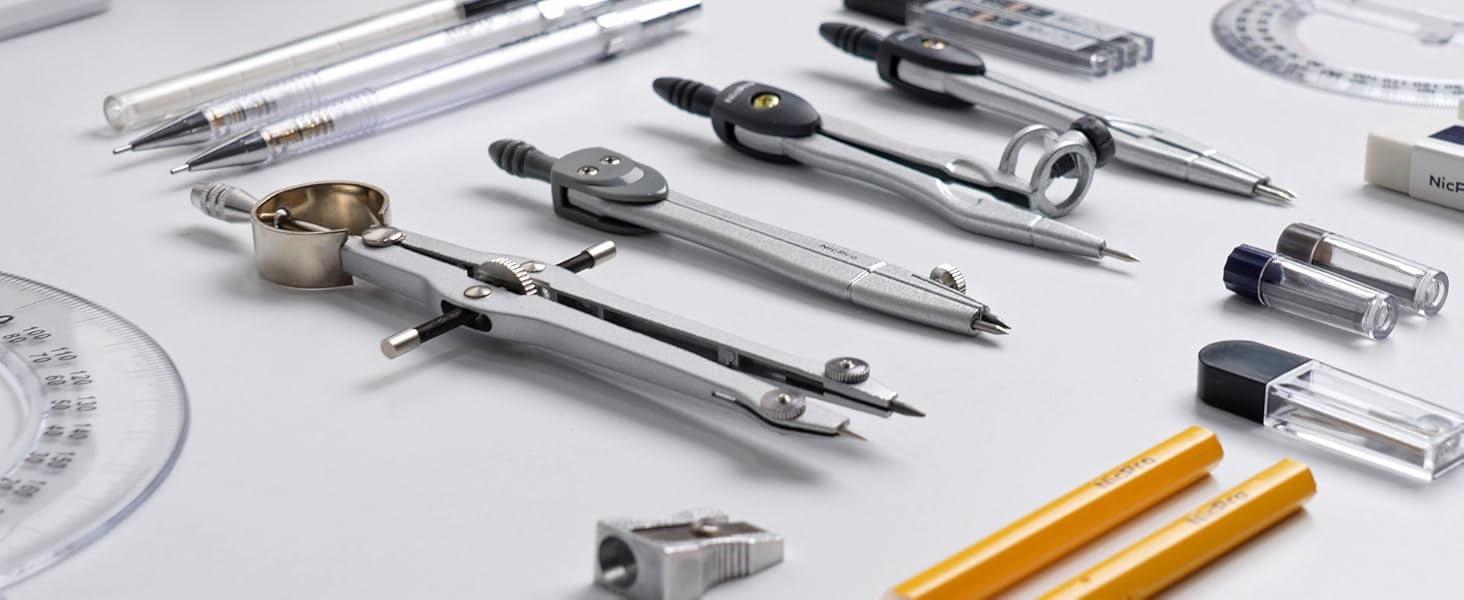 22 PCS Compass with Case, Drafting Set with Swing Arm Protractor,, Compass, Square Set, Mechanical Pencil, Back to School Supplies for Students
