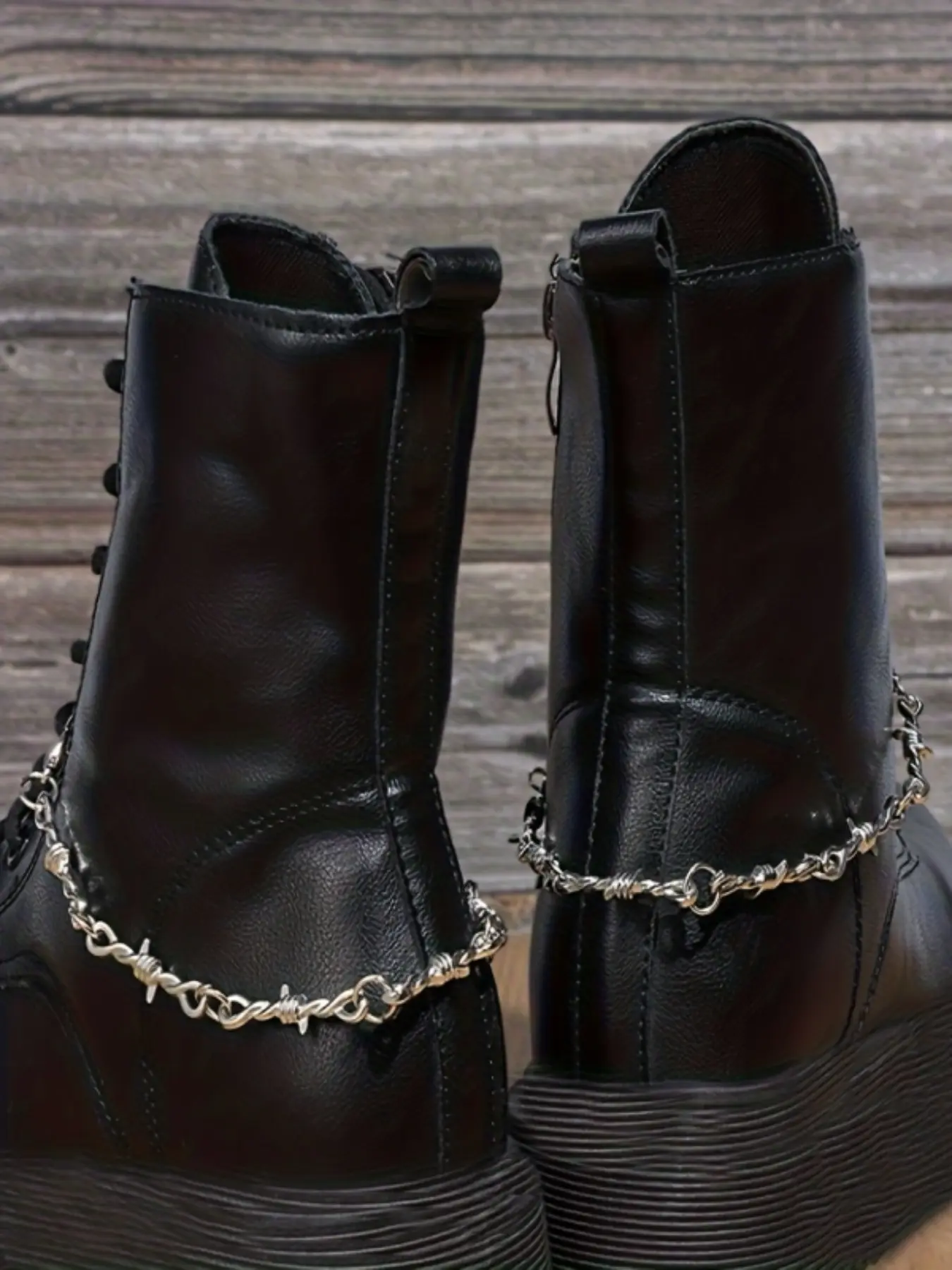 2pcs Thorn Chain Shoe Decorations, Detachable Punk Gothic Decorative Shoe Accessories, Plain Design, All Seasons, Fashionable Footwear Add-Ons