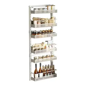 Expandable 6-Tier Over-the-Door Metal Storage Rack – Adjustable Heavy Duty Pantry Organizer with Wall Mount Option – Space-Saving Kitchen Shelf for Spices, Cans, Household Items