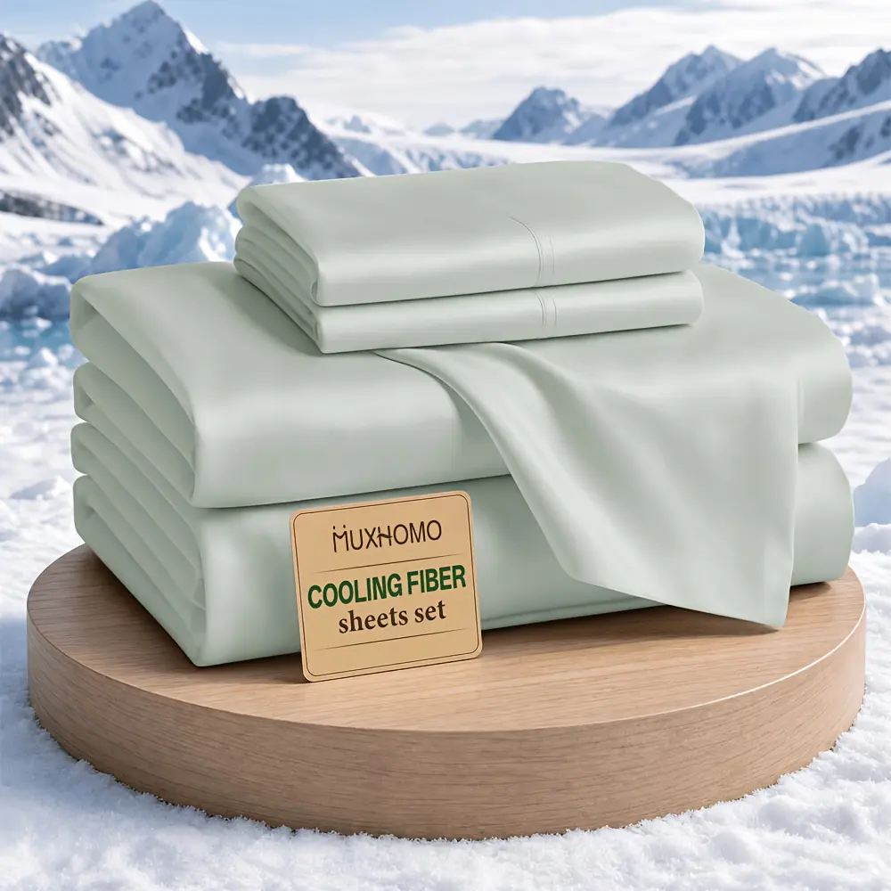 MUXHOMO 4PC Iconic Collection Cooling Bedding -Rayon Derived from Bamboo,Deep Pocket Up to 14" Cooling Bed Sheets For Hot sleeper - Wrinkle, Fade, Stain Resistant Suitable for children's Room Decor