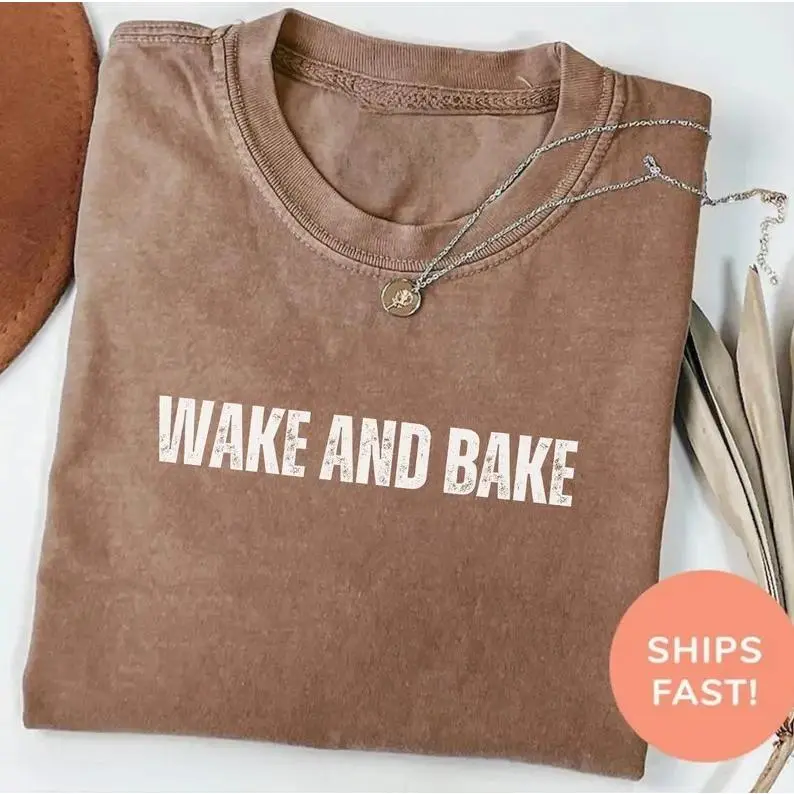 Wake and Bake Shirt, Funny Sourdough Shirt, Bakers T-Shirt, Sourdough Starter Tee, Funny Bread Shirt, Gift for Her - Unisex oversized streetwear christmas top patriotic christian casual style graphic