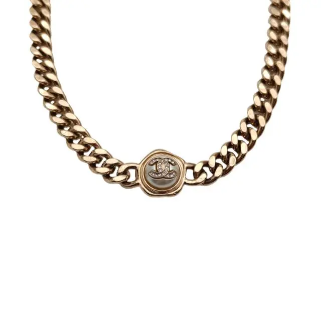 Pre-owned 【TIANA】CHANEL Double C Button Choker NecklaceP216954861