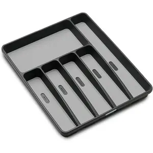 Classic Large Silverware Tray - Granite |CLASSIC COLLECTION | 6-Compartments| Kitchen Drawer Organizer | Soft-Grip Lining and Non-Slip Rubber Feet | BPA-Free