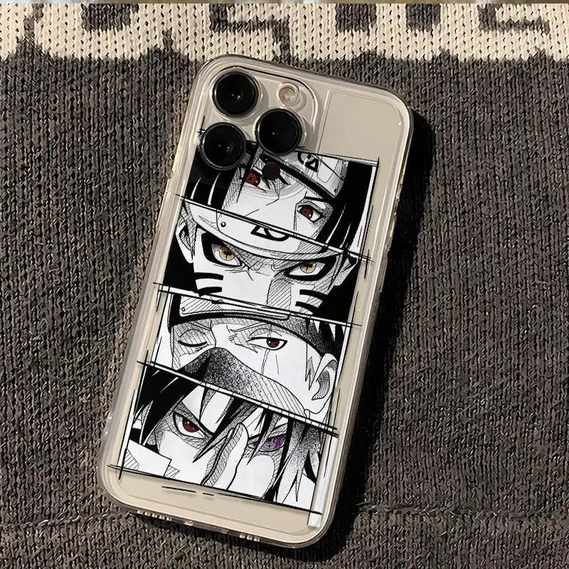 Japan Anime Sasuke Sharingan Itachi Anime Back Phone Case for iPhone 11 12 13 14 15 16 17 Pro Max Plus Kakashi Shockproof Cover