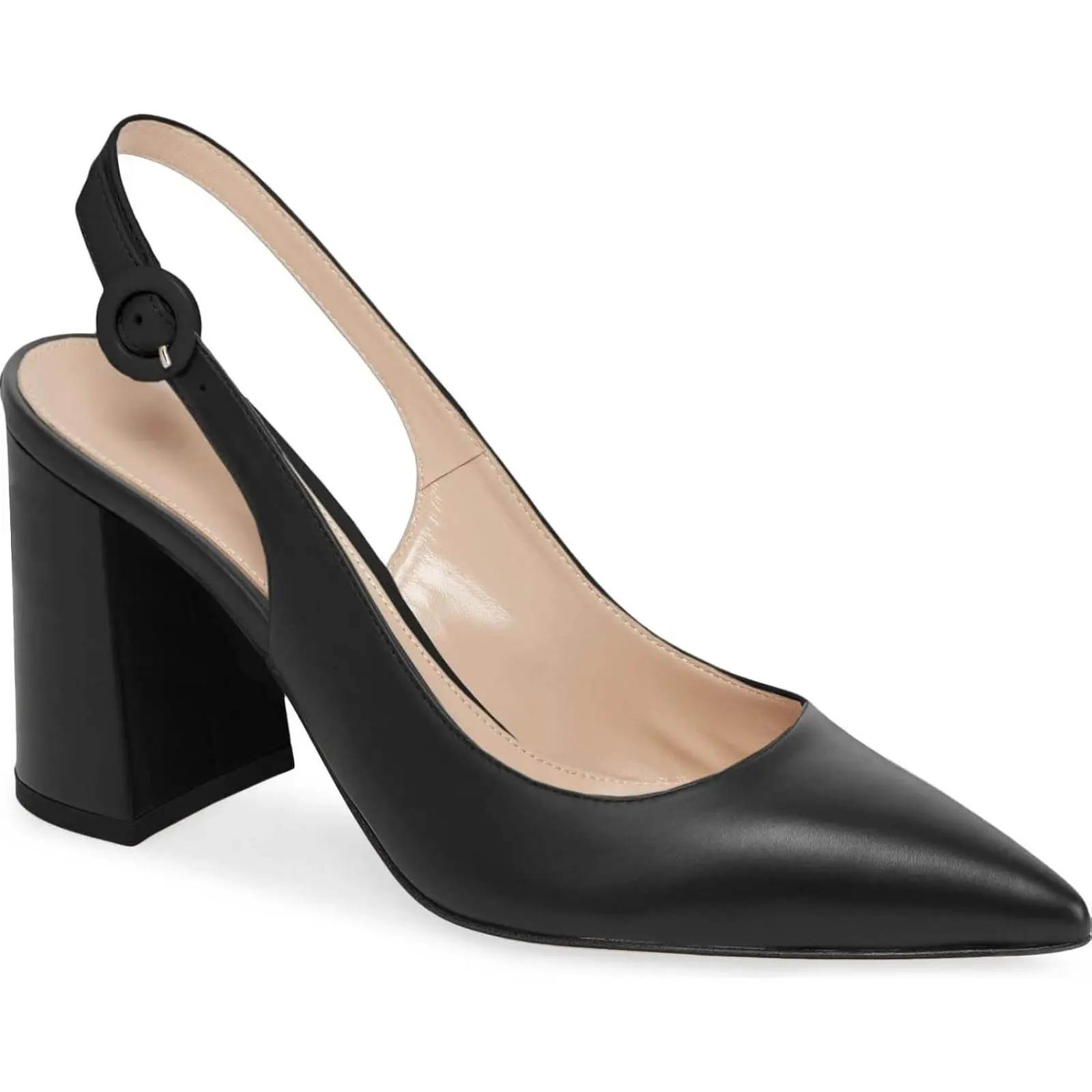 COUTGO Women's Pointed Toe Block Heel Pumps Slingback Chunky Heel Slip On Work Party Dress Shoes tiktokshopbacktoschool