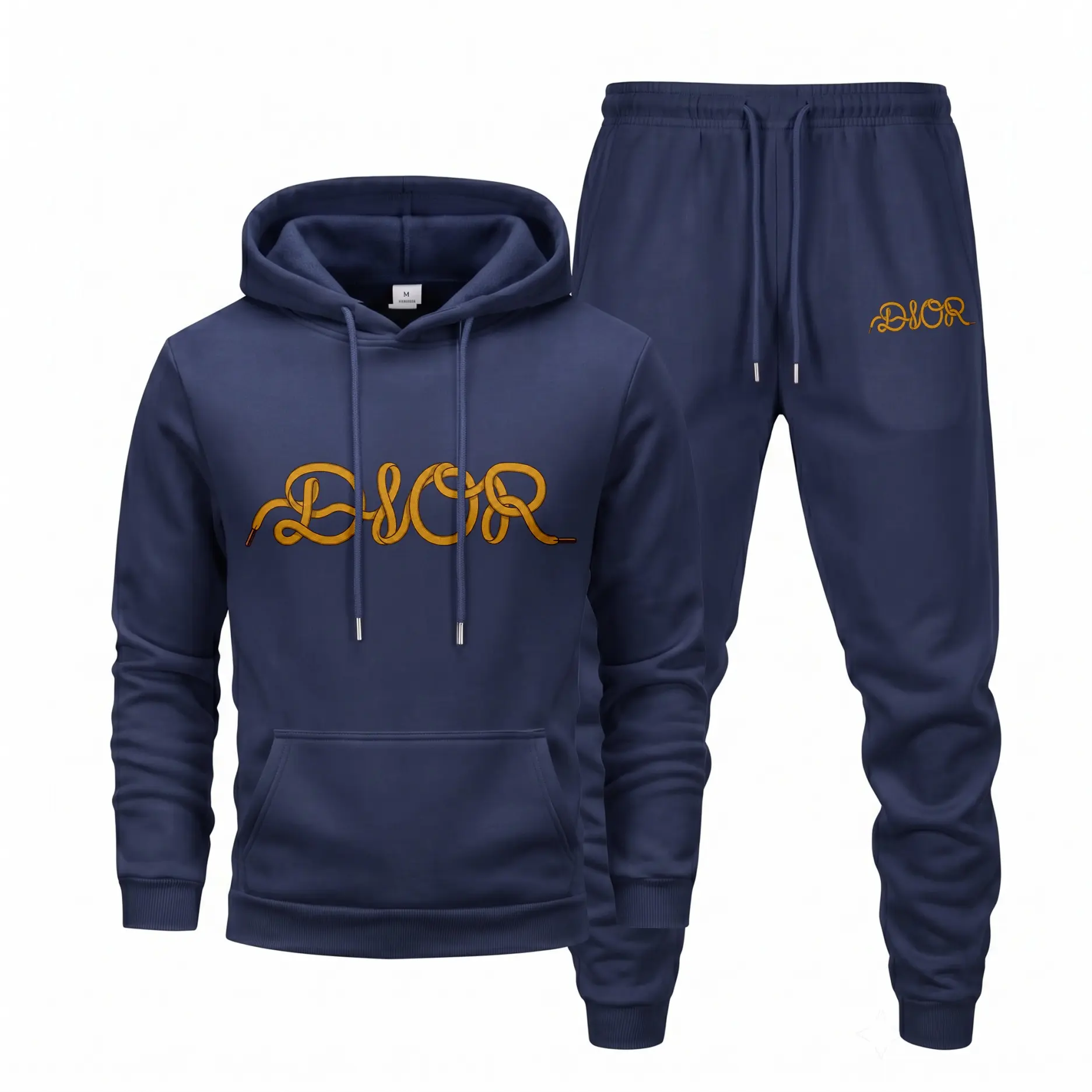 Men's Artistic Letter Graphic Hoodie and Sweatpants Set, Casual Hip-Hop Long Sleeve Pullover & Drawstring Jogger Pants, Fall Winter Tracksuit for Daily Wear, Travel, Lounge, Indoor Outdoor and Streetwear