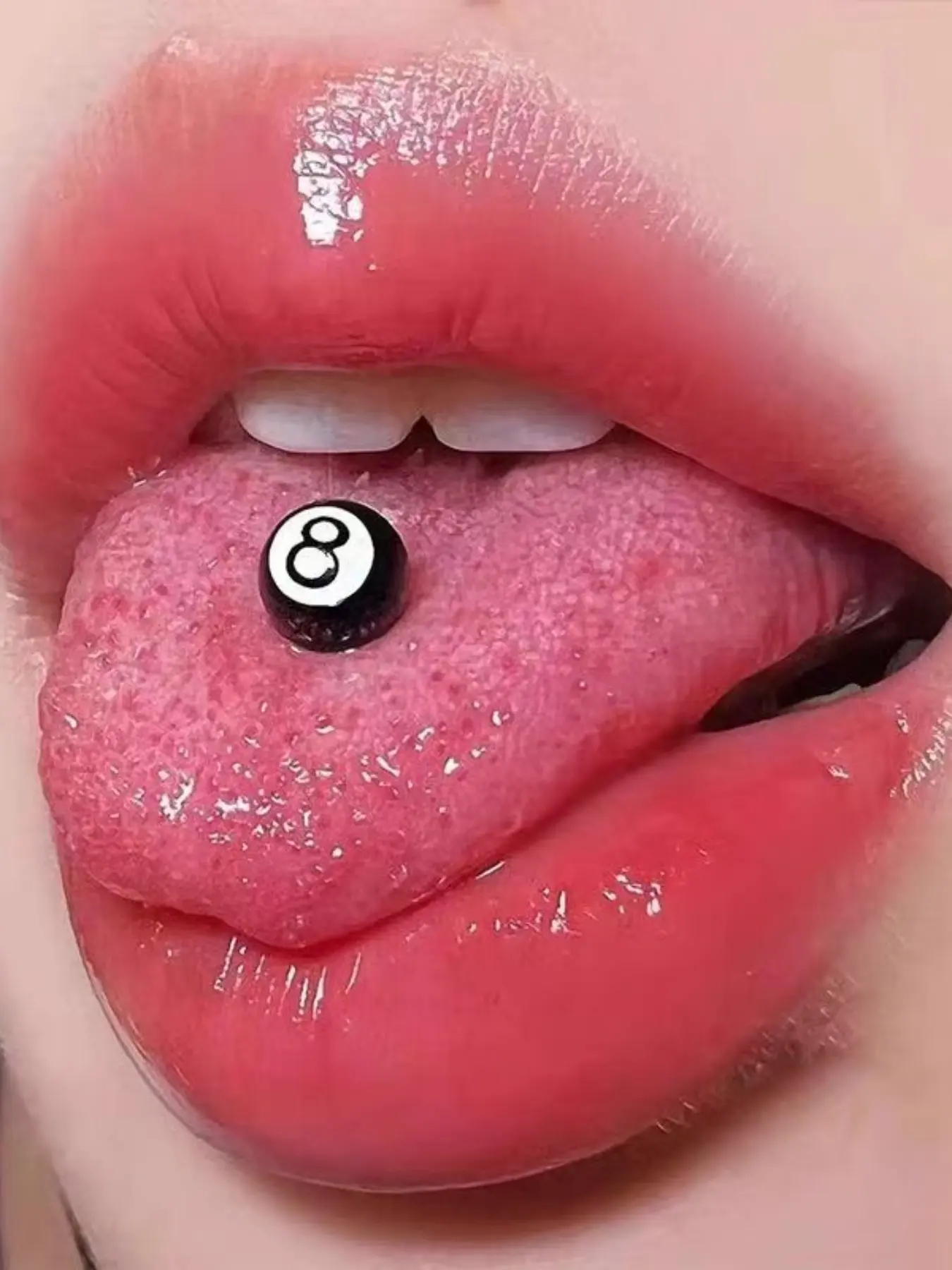 8 Billiard Titanium Steel Tongue Ring, Electroplated Stainless Steel, Human Piercing Jewelry, Cool Punk Style