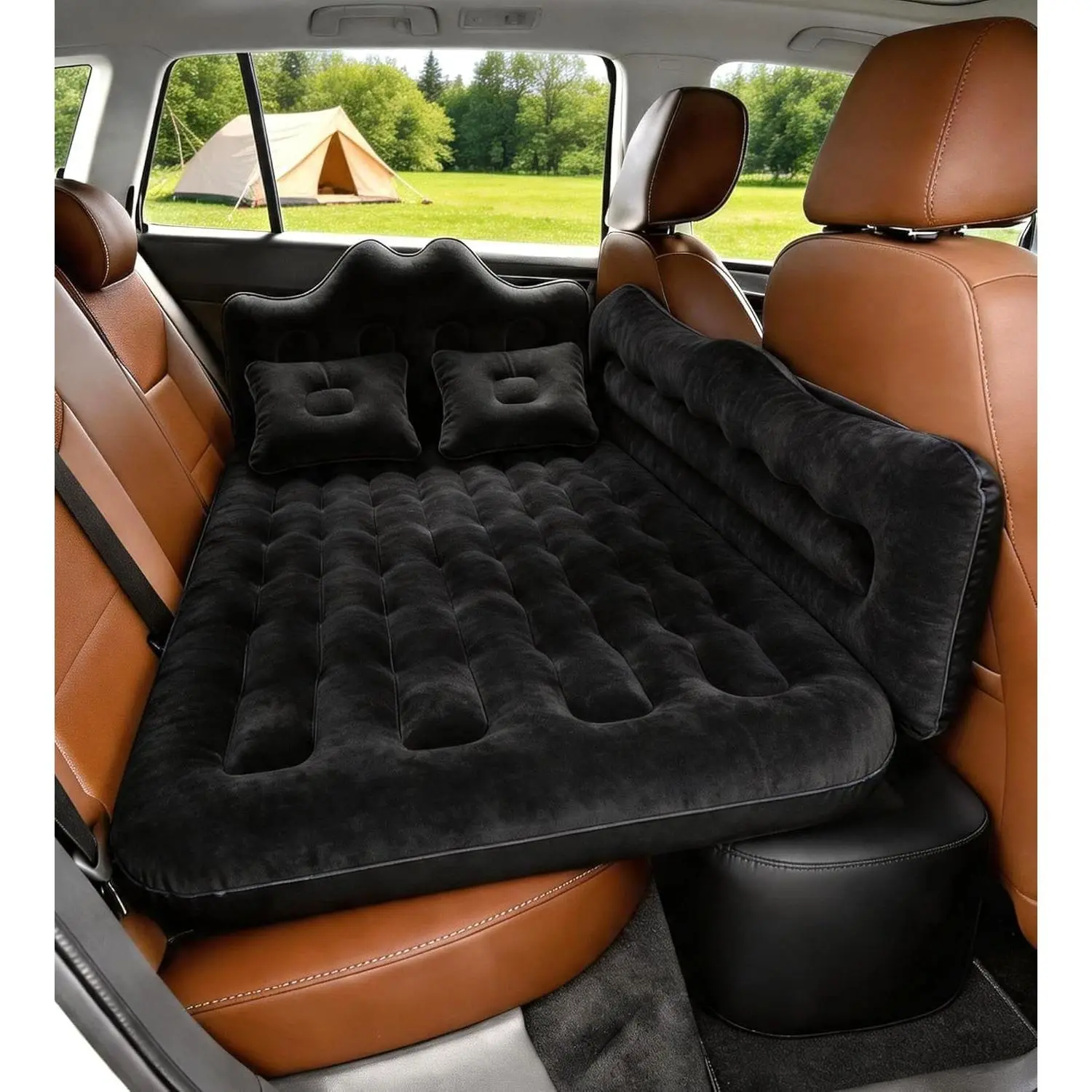 Car Air Mattress Backseat Inflatable Truck Back Seat Camping Airbed for SUV Rear Seat, Blow Up Sleeping Travel Bed for Van Trunk with Pump & Pillows