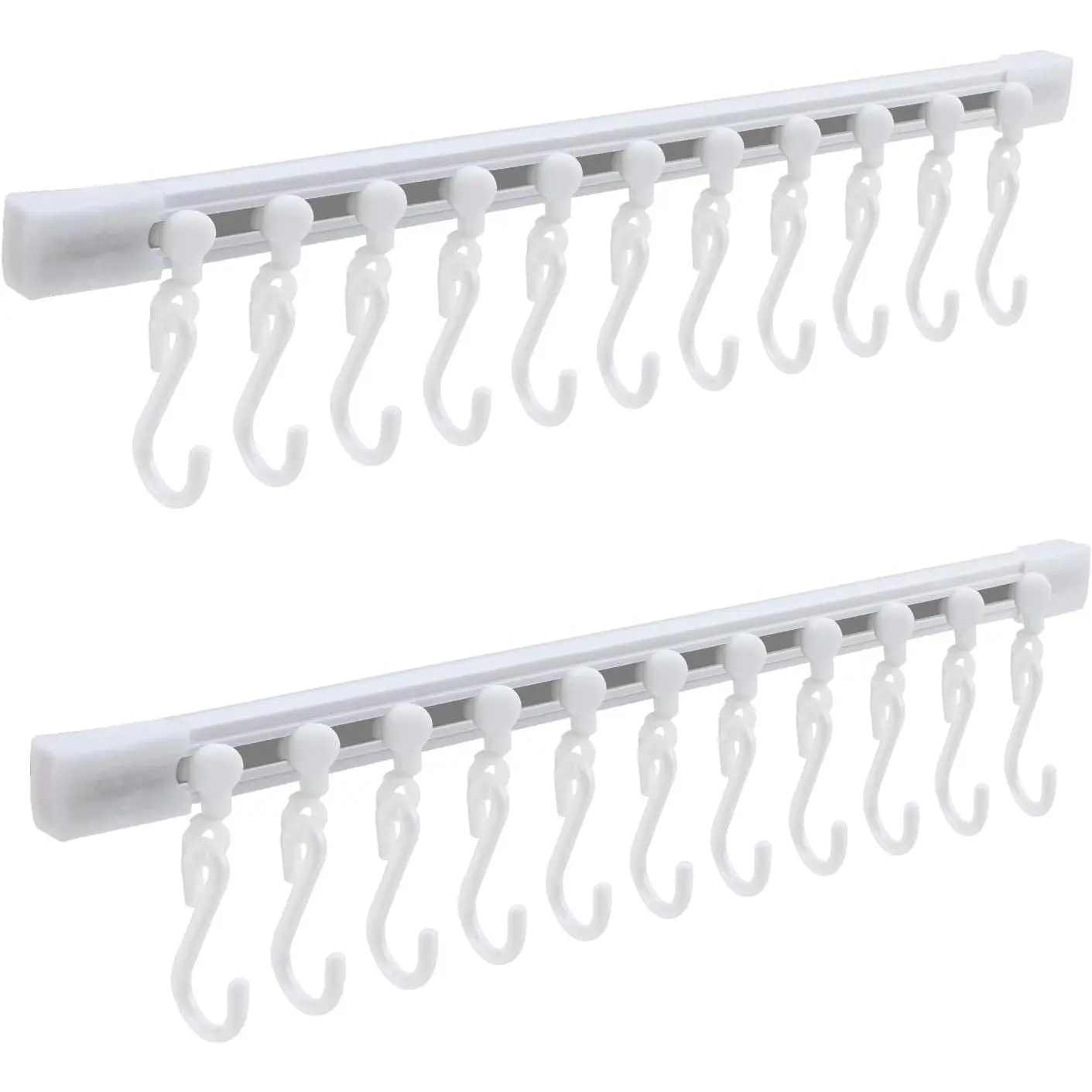 Kitchen Utensil  Rrack - Hooks for Kitchen Utensils, No Drilling Wall Mounted Utensil Holder, Kitchen Rail Rack with 10 Hooks Hanger for Kitchen Bathroom (Pack of 2)