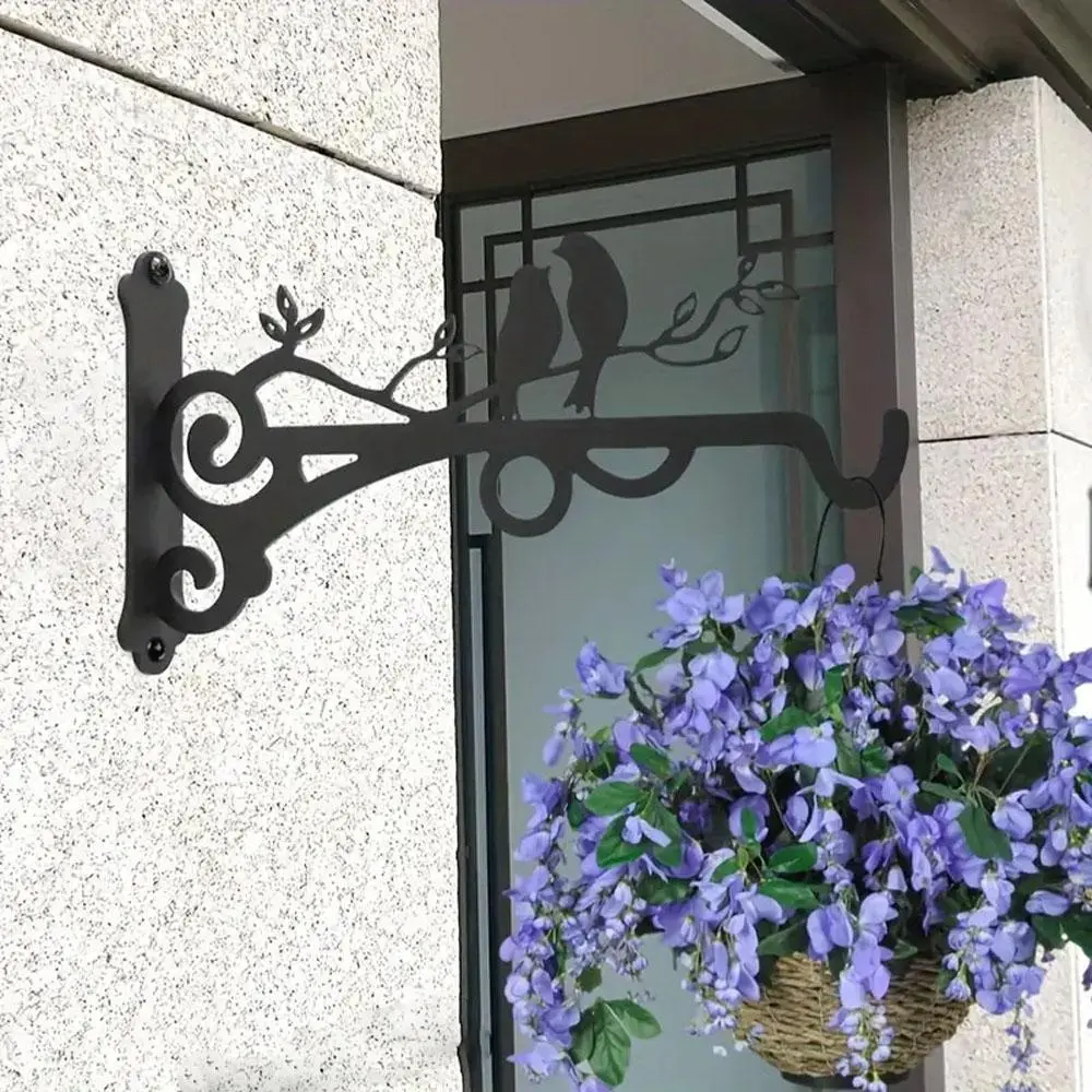 Bird & Branch Design Wall Mounted Plant Holder, Metal Hanging Bracket, Outdoor Hanging Bracket for Bird Feeder, Plant, Garden & Patio Decoration