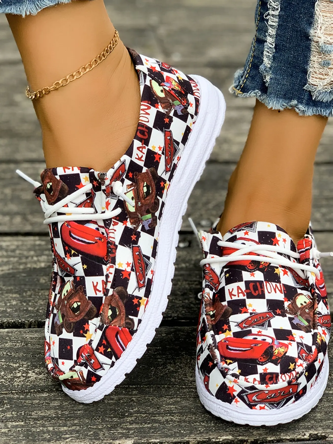 Women's Fashionable Ethnic Pattern Slip on Sneakers, Casual Comfortable Lightweight Sports Shoes, Female All-match Round Toe Shoes for Daily Wear