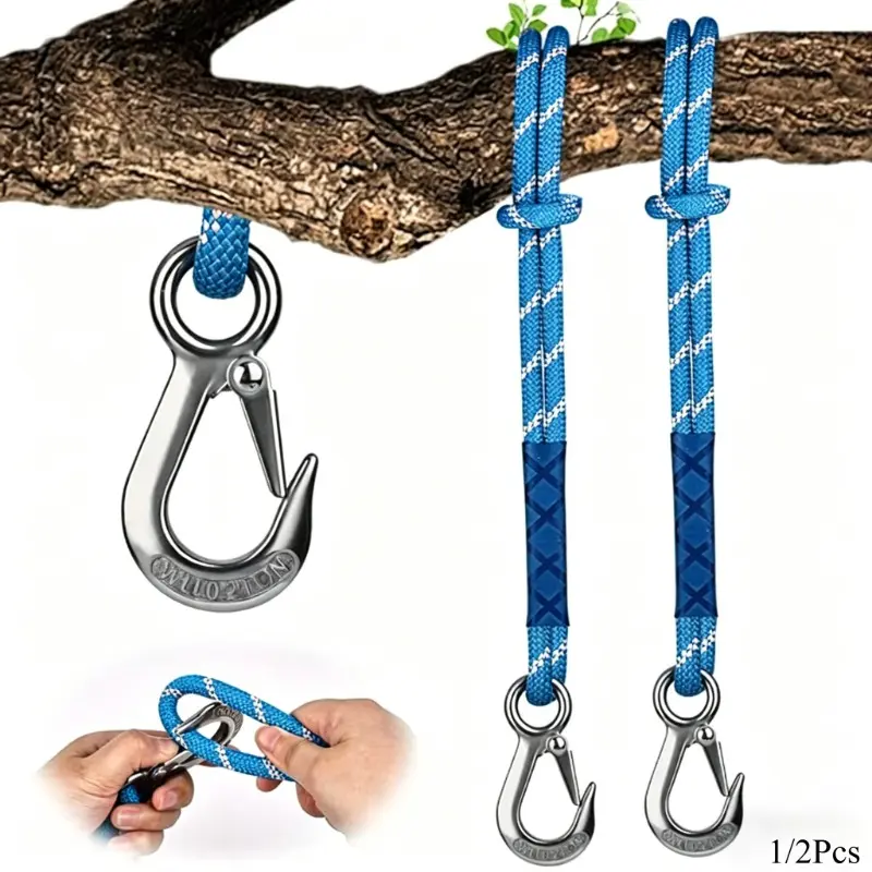 Heavy Duty Nylon Rope with Metal Hook - Wear-Resistant Hanging Rope Suitable for Amusement Park Swings, Hammocks, Patio Chairs - Outdoor Rope Suitable for Gardens, Camping, -Attachable for Swing Sets, Tree Canopies & Deck Chairs Multifunction Rope