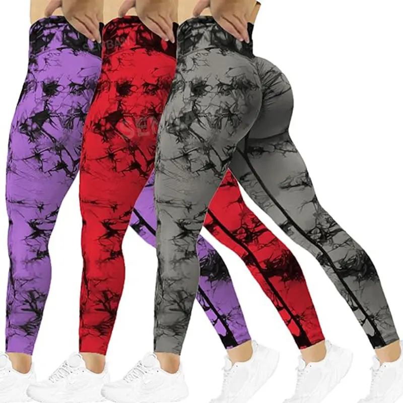 Women's Yoga Leggings Tie Dye Seamless Hiking Sports Pants Workout Leggings