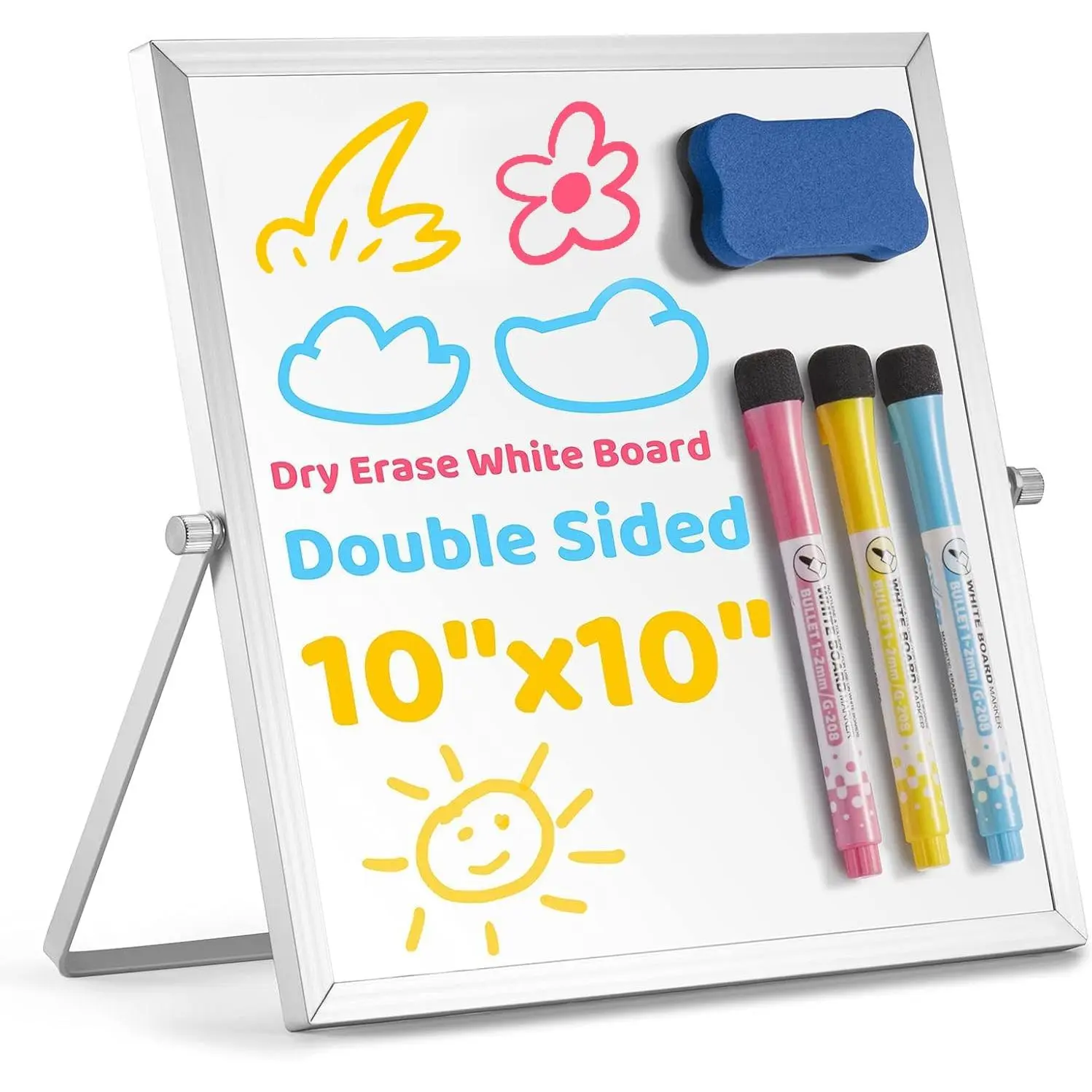 Small Dry Erase Board, 10" X 10" Small Whiteboard with Stand, Portable  Tabletop Erase Board for  Drawing, Desktop for Students   Office