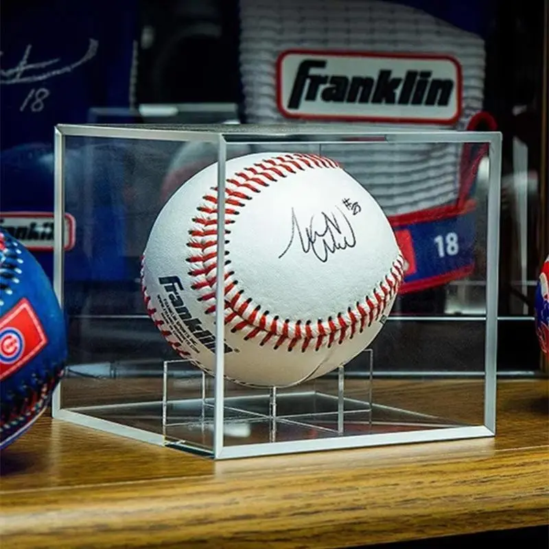 Transparent Acrylic Baseball Display Box, Standing Display Case, Polymer Acrylic, Dust-Proof, Sports Memorabilia Holder