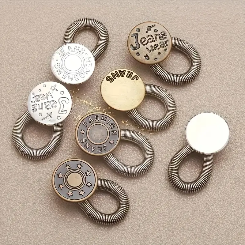 5 pieces of random button extenders for pants and jeans, can be freely sewn, adjustable and retractable waist extender, metal button waist extender