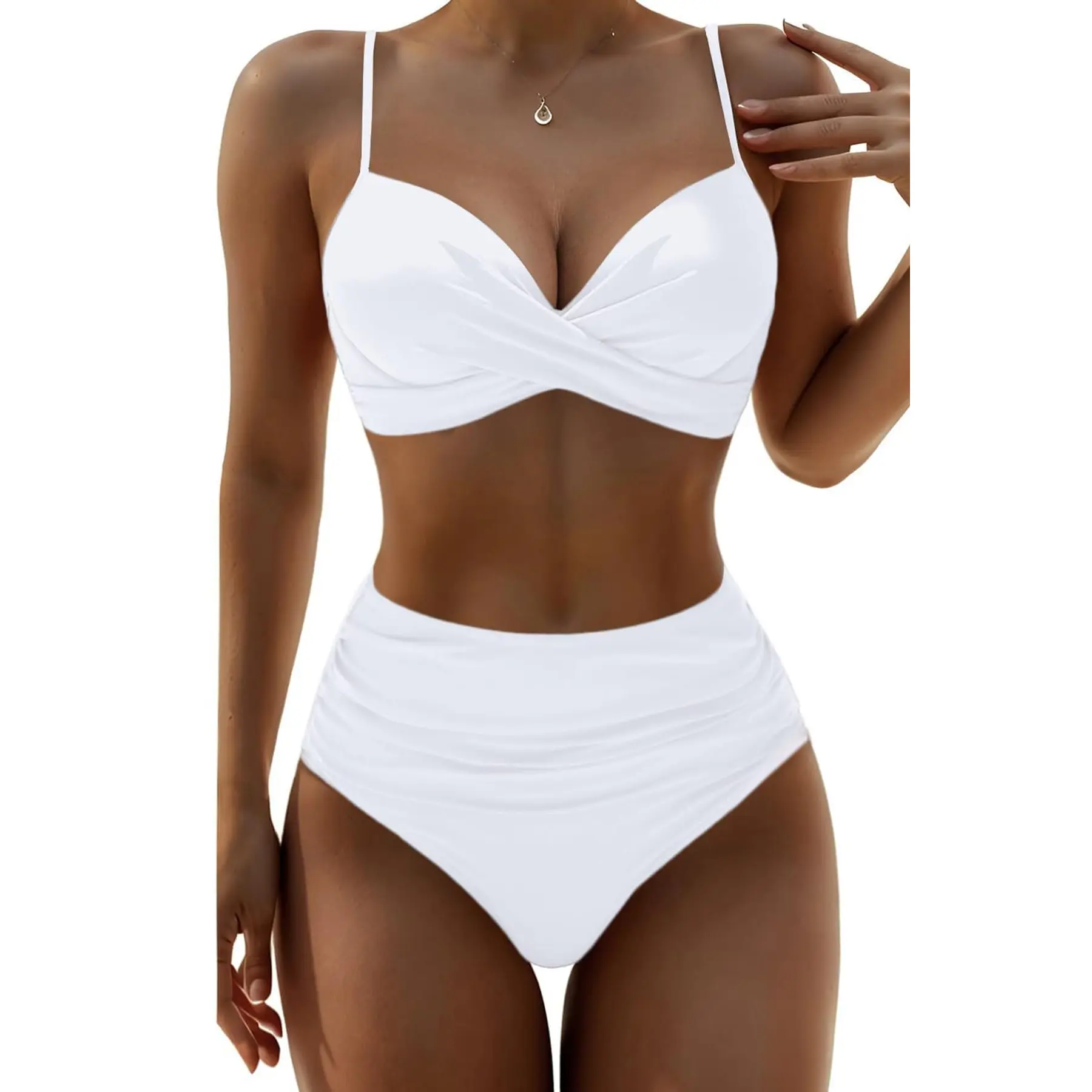 Aqua Eve Women Underwire Bikini High Waisted Bathing Suit Tummy Control Two Piece Swimsuit