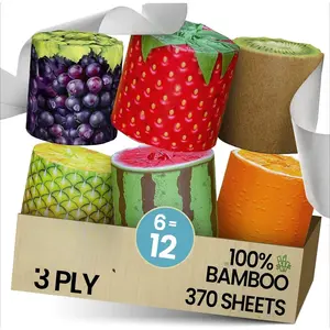 Premium and Soft  Organic Bamboo Toilet Paper | 6 Mega Rolls, 3 Ply, 370 Sheets  Sustainable Tissue - Plastic Free Packaging, Septic Safe