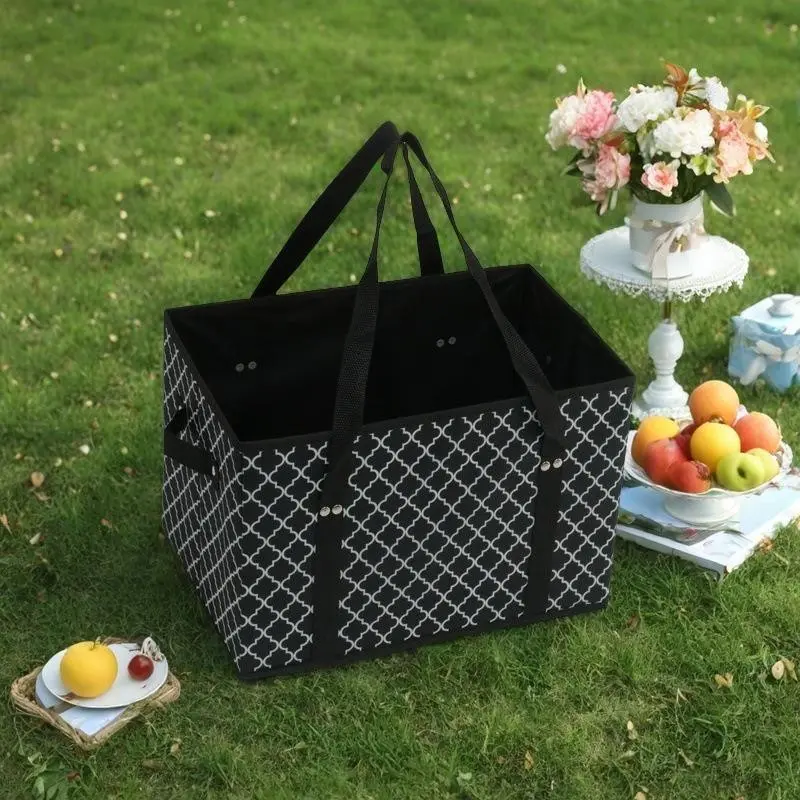 Large Capacity Foldable Storage Basket, Non-Woven Fabric Picnic Fruit Basket, Portable Travel Storage Basket, Ideal for Outdoor Activities