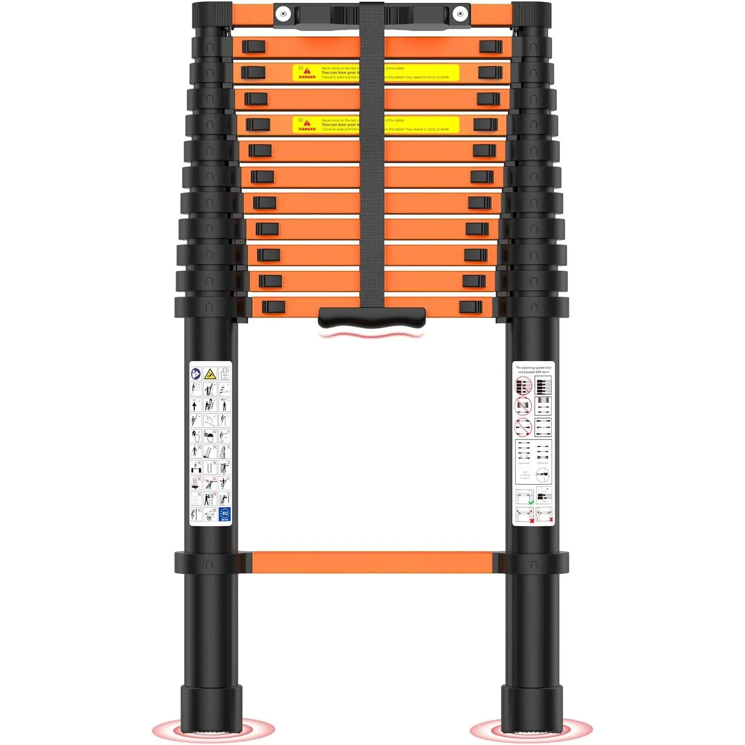 Telescoping Ladder,12.5 FT Extension Ladder, Heavy Duty 330lbs Max Capacity | Multi-Purpose Collapsible Ladder for RV or Outdoor Work