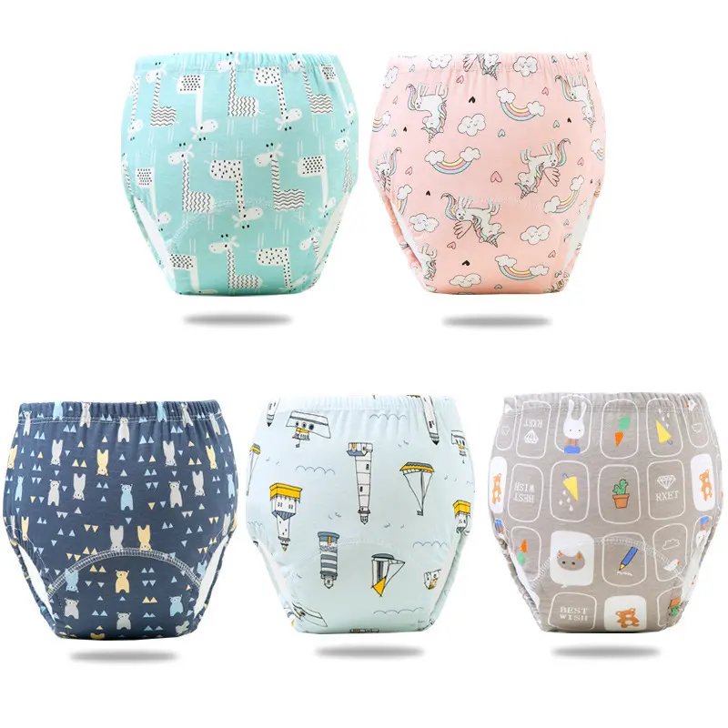 Unisex Cotton Potty Training Pull-Ups for Toddlers, Waterproof Lining, Washable, Absorbent, Breathable, Machine Washable, Reusable, Prop 65 Safe Toilet Training Underwear, Clothes, Waterproof Cloth