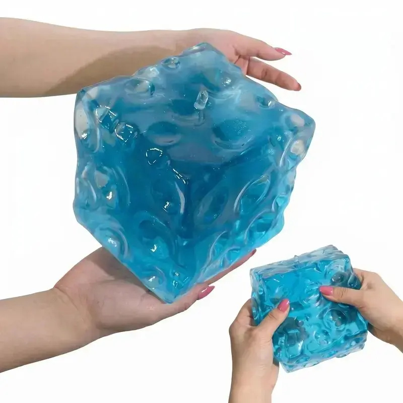 Giant Jelly Cheese Cube Squishy Toy, Jumbo Transparent Moldable Squeeze Fidget Toy, No-Rebound Sensory Stress Relief Desk Toy