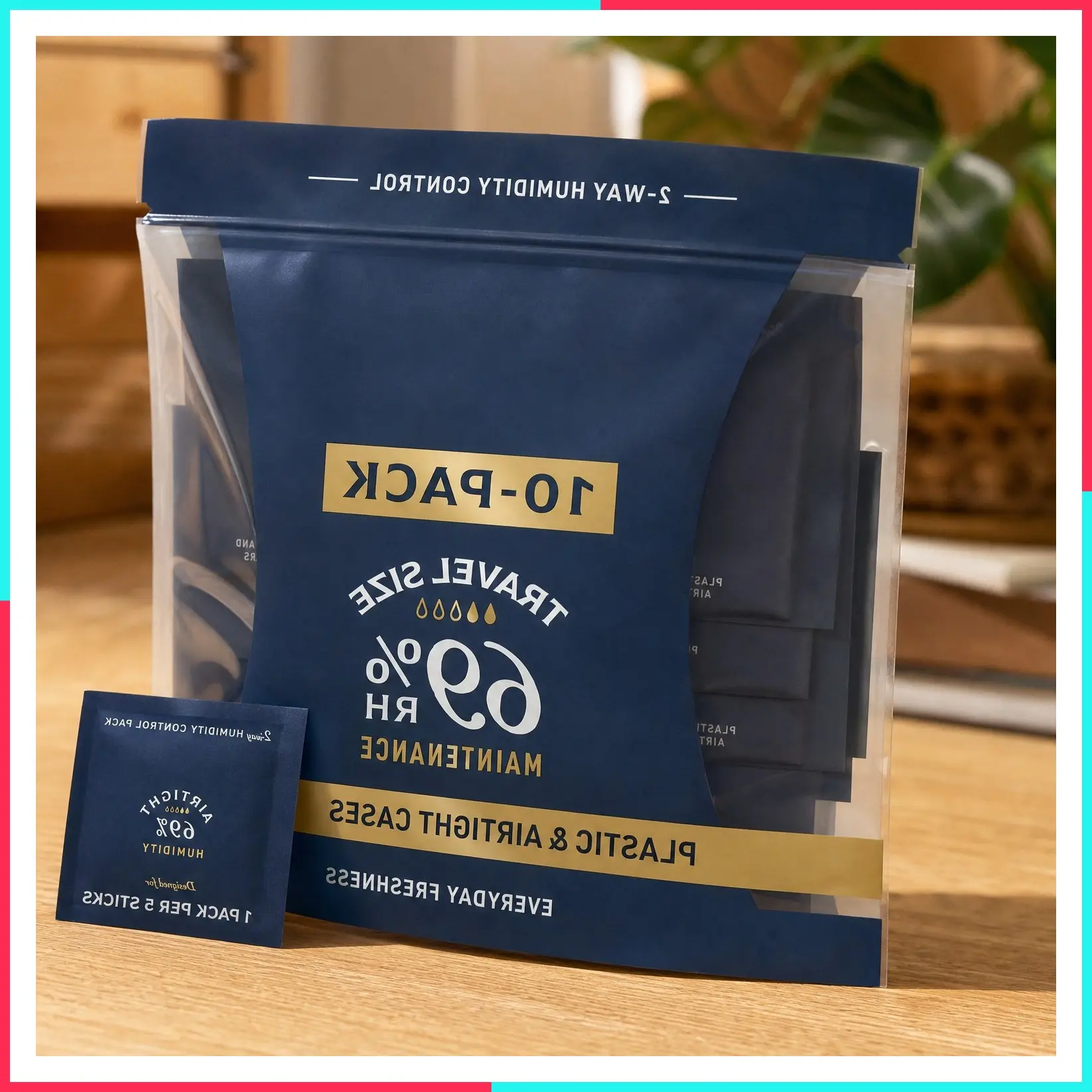 69% Two-Way Humidity Control Packs for Travel Containers, 10-Pack, 8g Each