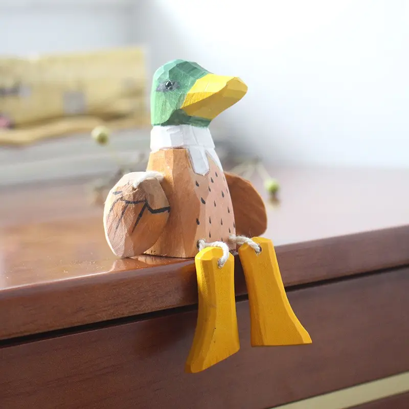 Handcrafted Wooden Duck Sculpture, Duck Statues, Creative Home Decor, Living Room Ornament, Note Clip, Unique Handmade Art Piece, Elegant Interior Accessory, Decorative Figurine, Decorative Ornaments