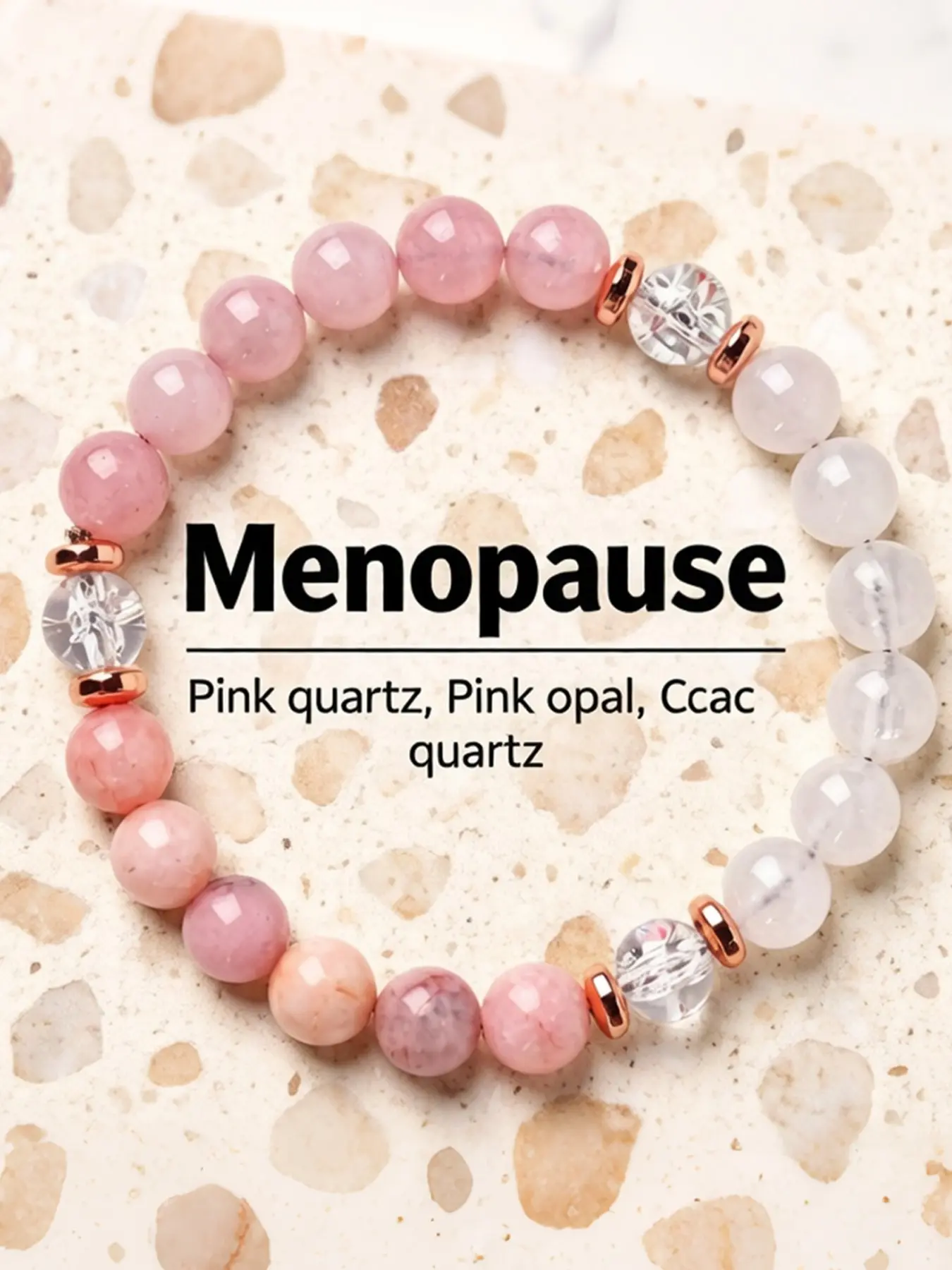 Meaningful Self-Care Gift for Mom - Elegant Pink Opal & Quartz Menopause Crystal Bracelet - Spiritual Healing Protection Jewelry for Her