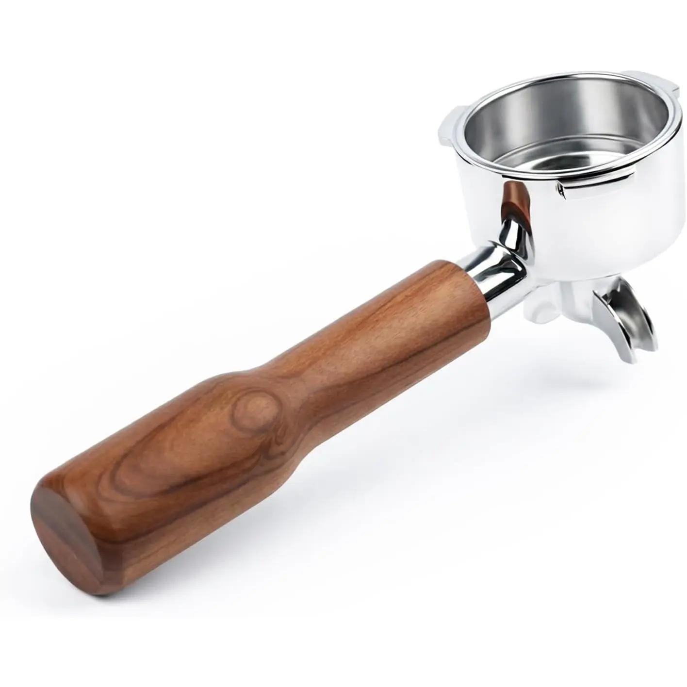 51mm Portafilter with 2 Spouts Compatible For CM5418, 3700 Series, Mr. Coffee Espresso and Cappuccino Machine, 3 Ears Thickness 4mm, Rosewood Handle
