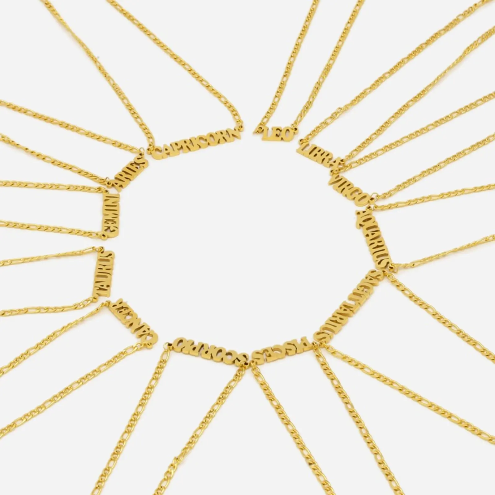 Women's Fashion Zodiac Sign Name Necklace - 12 Constellation Letter Pendants, Vintage Gold Figaro Chain, Personalized Astrology Accessory for Casual-Party Wear (Sports & Outdoor Camping Hiking Hammock Companion Accent)