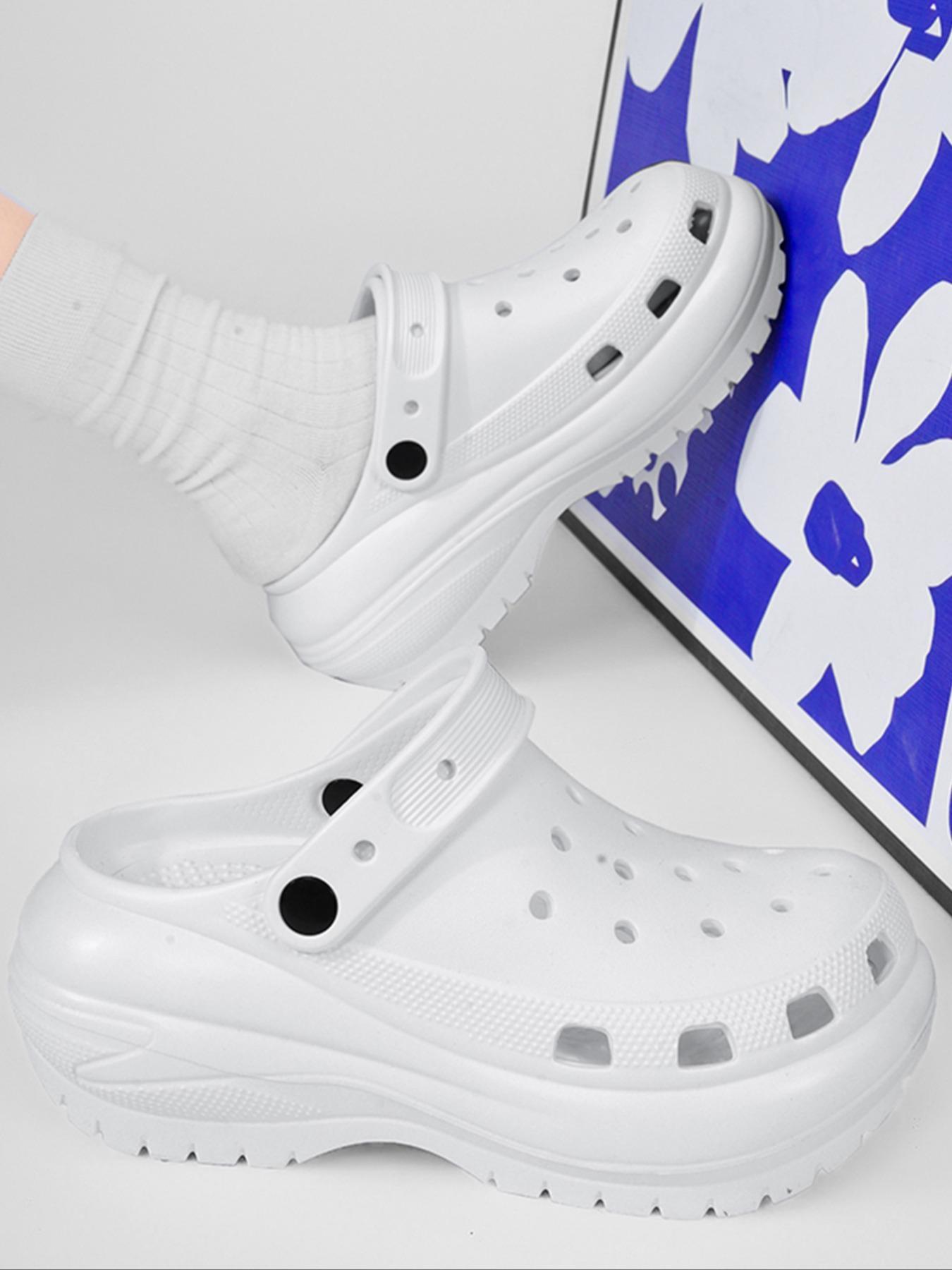 Women's Plain Color Platform Clogs, Casual Comfortable Breathable Clogs, Fashionable Shoes for Indoor & Outdoor Wear, Beach Shoes Slippers