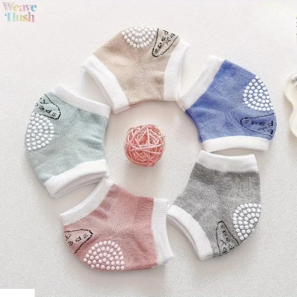 1 Pair Cotton-Elastane Infant Toddler Knee & Elbow Pads - Soft, Breathable, Shock-Absorbing Leg Sleeves, Unisex Safety Gear for Outdoor Play, Daily Crawling Protection (Summer Essential)
