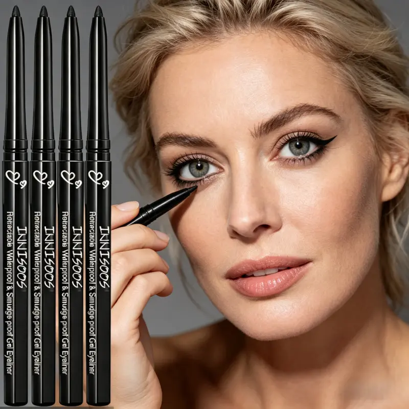 4-Pack Automatic Retractable Waterproof Eyeliner Pencil Set, Long-Lasting, Smudge-Proof, Quick-Dry, Fine Tip, All-Day Wear, Eye Pencils