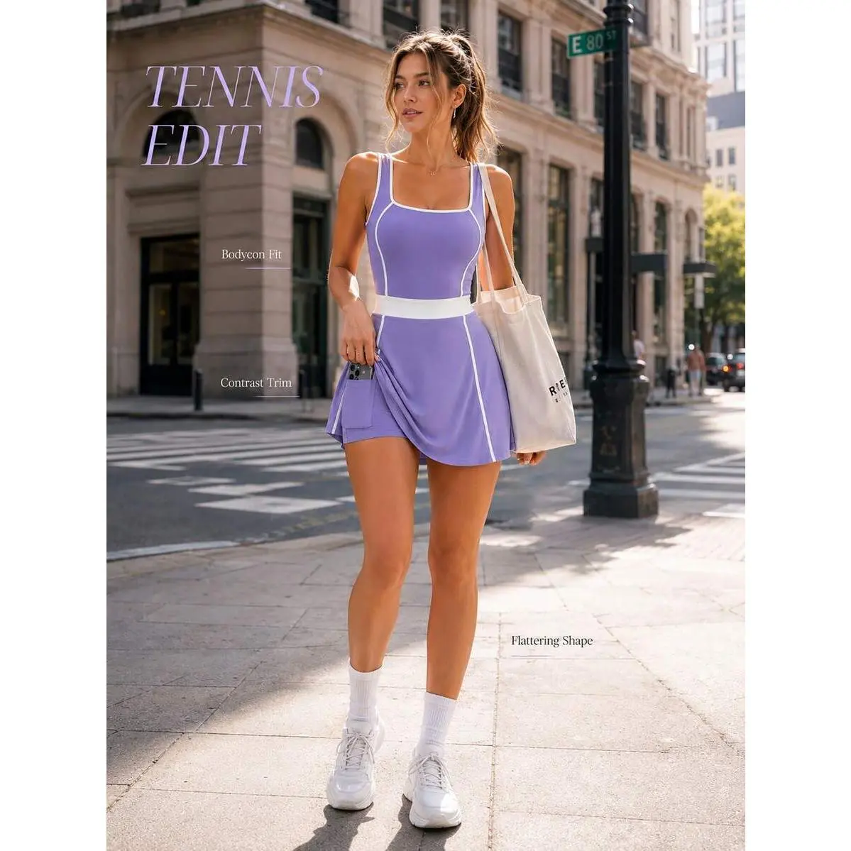 1pc Women's Dress With Seams, Anti-Exposure, Colorblock, Slim Fit, Suitable Running, Fitness, Workout, Yoga,Versatile,Doubles,Sports