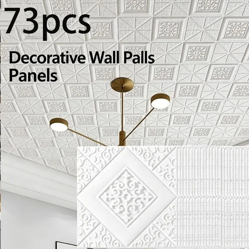 73pcs Self-Adhesive Wallpaper, Mould-Proof Ceiling & Wall Decor, Waterproof Foam Brick Wallpaper, Living Room & Bedroom Renovation